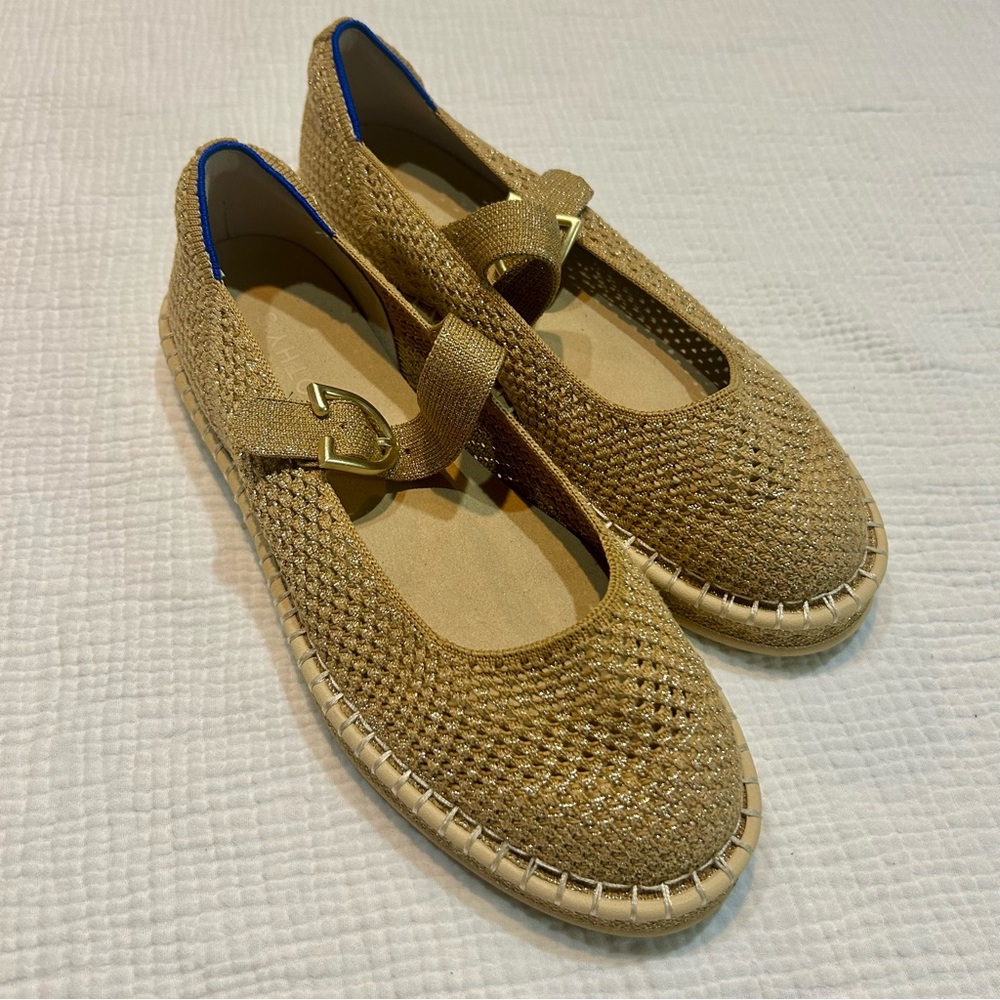 Rothy's Tan gold espadrilles